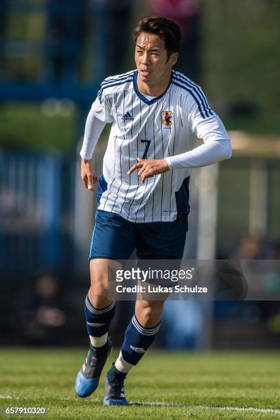 Yuta Kamiya of Japan in action during a Friendly Match between MSV Duisburg and the U20 Japan on March 26, 2017 in Duisburg, Germany.