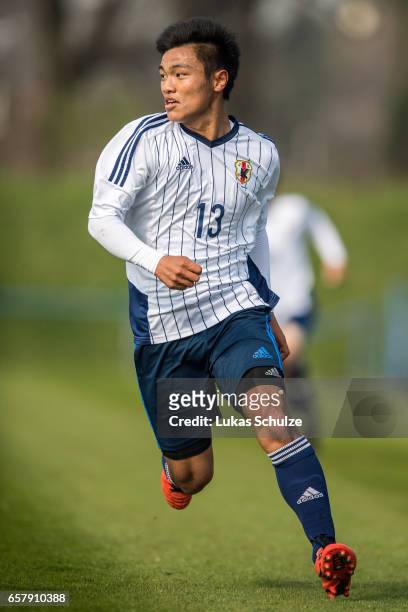 Reo Hatate of Japan in action during a Friendly Match between MSV Duisburg and the U20 Japan on March 26, 2017 in Duisburg, Germany.