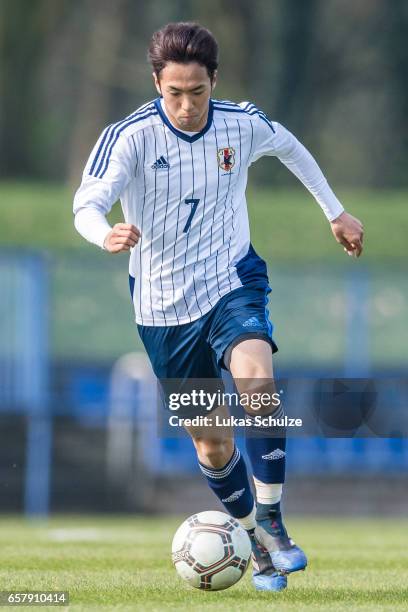 Yuta Kamiya of Japan in action during a Friendly Match between MSV Duisburg and the U20 Japan on March 26, 2017 in Duisburg, Germany.