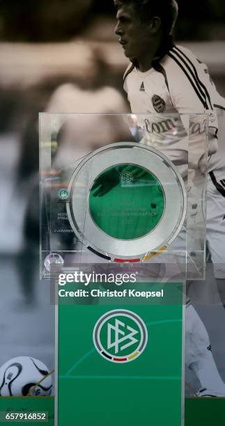 The DFB C Juniors Cup trophy is seen during the B and C Juniors German Indoor Football Championship at Sporthalle West on March 26, 2017 in...