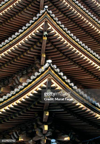 wooden pagoda at daigoji temple complex - daigoji stock pictures, royalty-free photos & images