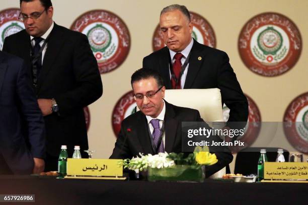 Jordan's economy minister Yaarob Qudah during a meeting session of the Economical and Social Council of the Arab League at the ministerial levels as...