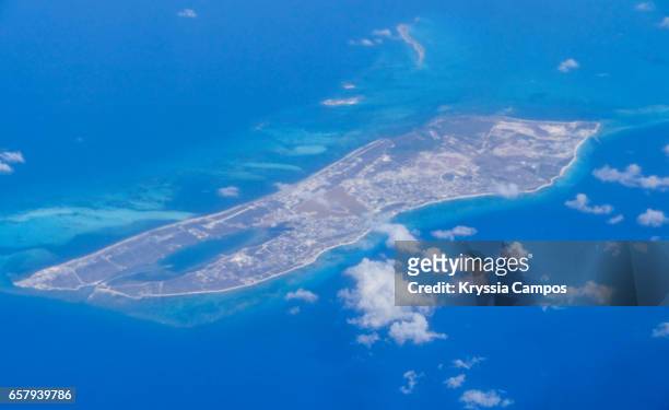 aerial view of turks and caicos islands - turks and caicos islands stock pictures, royalty-free photos & images