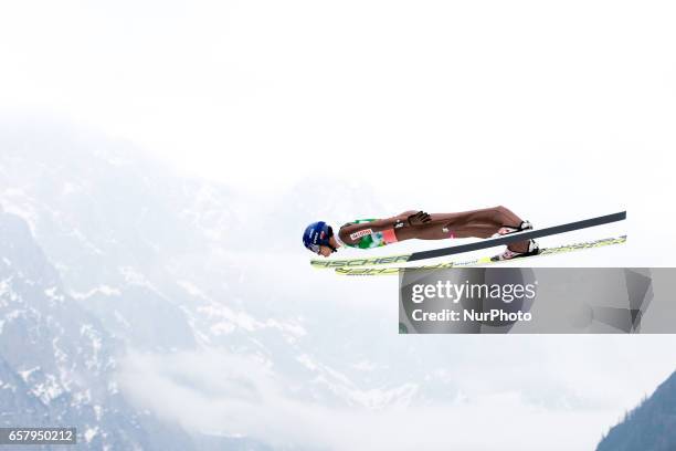 Plot Zyla of POL competes during Planica FIS Ski Jumping World Cup qualifications on the March 26, 2017 in Planica, Slovenia.