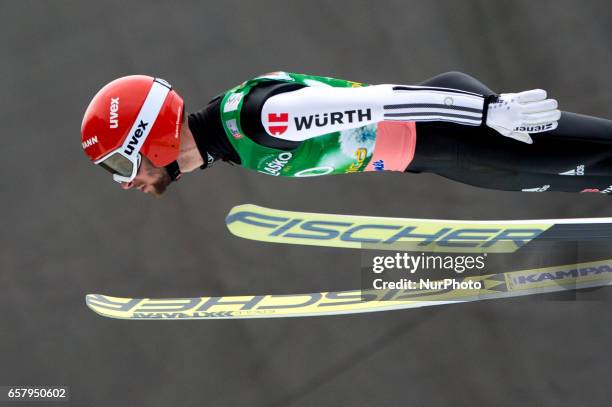 Markus Eisenbichler of GER competes during Planica FIS Ski Jumping World Cup qualifications on the March 26, 2017 in Planica, Slovenia.