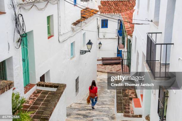 the white town of frigiliana, andalusia, spain - frigiliana stock pictures, royalty-free photos & images