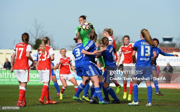 Ann Katrin Berger of Birmingham City Ladies gathers the ball during the SSE FA Women's Cup, Sixth Round match between Birmingham City Ladies and...