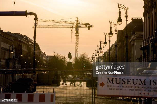 The Unter den Linden is pictured at sundown in Berlin, Germany on March 25, 2017.