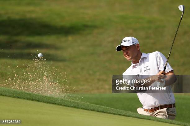 Bill Haas plays a shot on the 5th hole of his match during the semifinals of the World Golf Championships-Dell Technologies Match Play at the Austin...