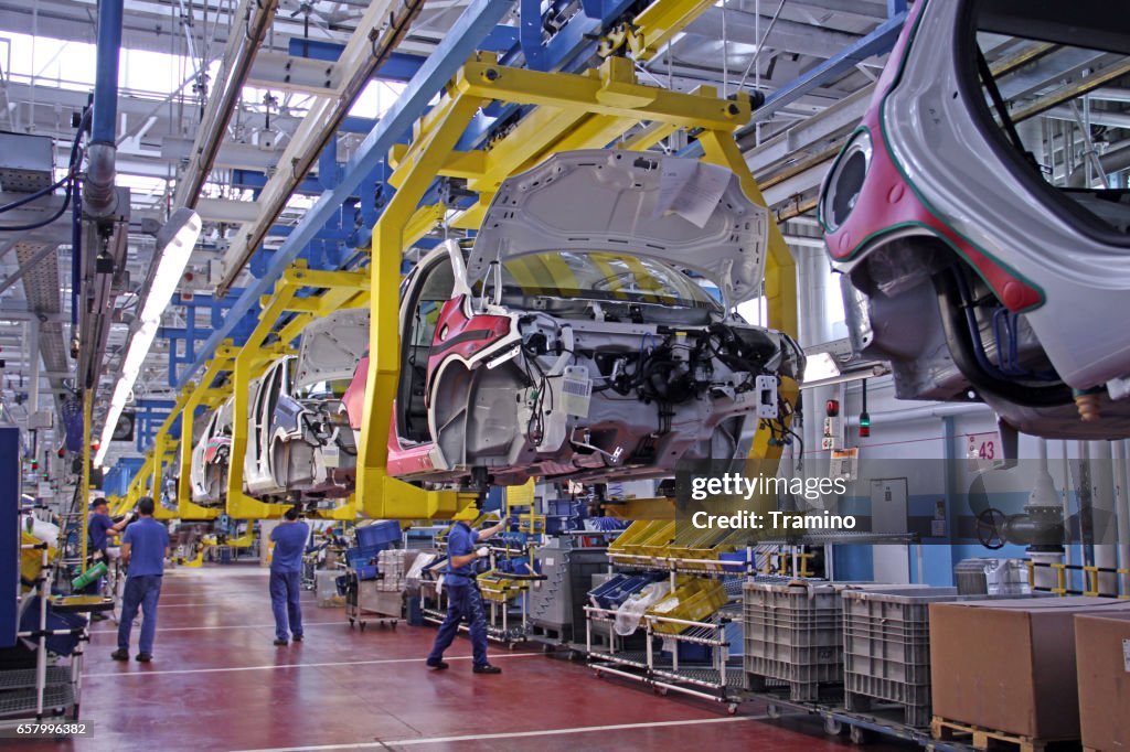 Modern vehicles on the production line