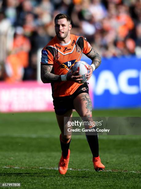 Zak Hardaker of Castleford during the Betfred Super League match between Castleford Tigers and Catalans Dragons at Wheldon Road on March 26, 2017 in...
