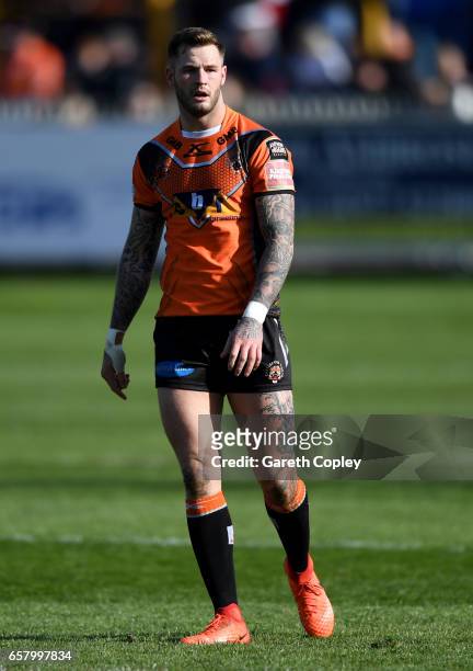 Zak Hardaker of Castleford during the Betfred Super League match between Castleford Tigers and Catalans Dragons at Wheldon Road on March 26, 2017 in...