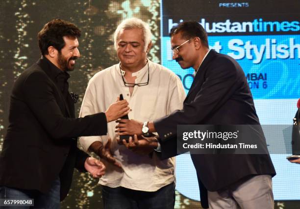 Most Stylish Filmmaker Award to Kabir Khan presented by Hansal Mehta and Venkat Shankar during the HT Mumbai's Most Stylish Awards 2017 at Taj Lands...