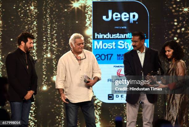 Most Stylish Filmmaker Award to Gauri Shinde and Kabir Khan presented by Hansal Mehta and Venkat Shankar during the HT Mumbai's Most Stylish Awards...