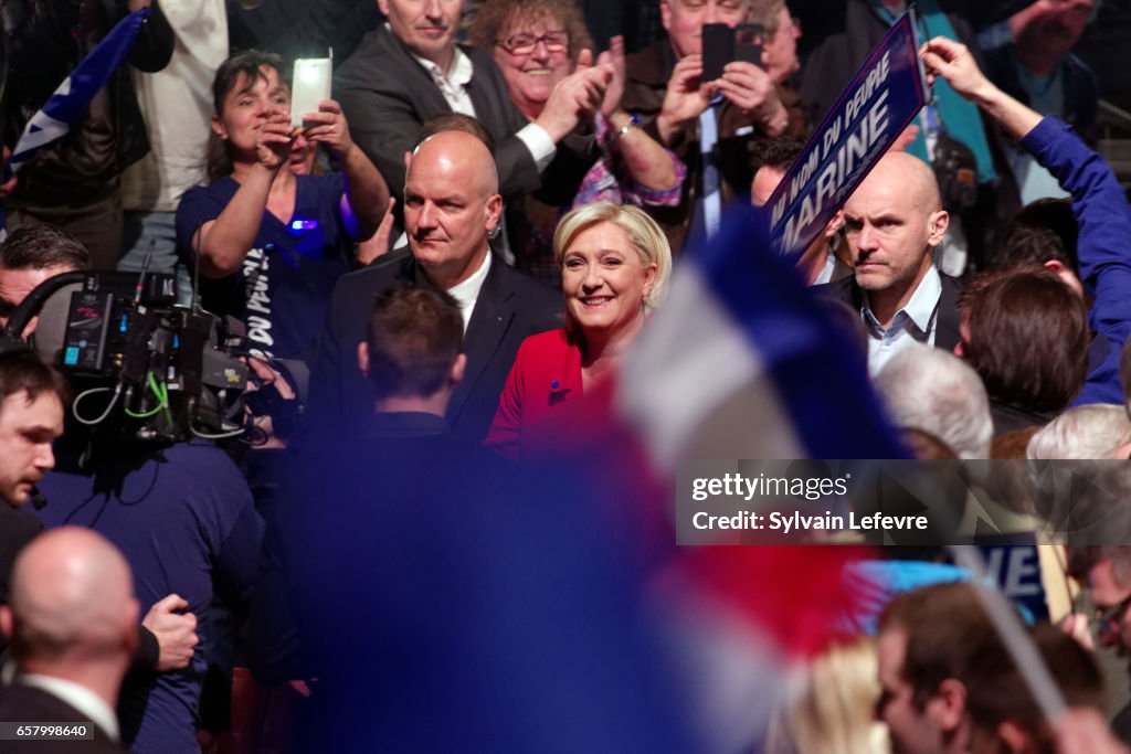 French Presidential Candidate Marine Le Pen Holds A Rally Meeting In Lille
