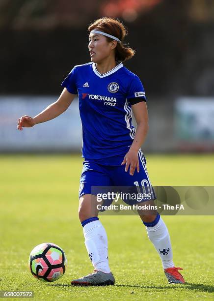 Ji So-Yun of Chelsea in action during the SSE FA Women's Cup Sixth Round match between Chelsea Ladies and Sunderland Ladies on March 26, 2017 in...