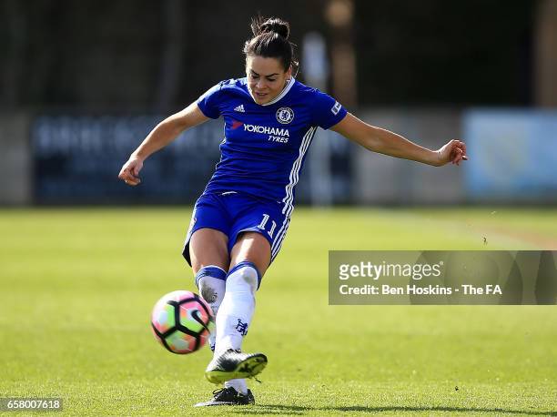 Claire Rafferty of Chelsea in action during the SSE FA Women's Cup Sixth Round match between Chelsea Ladies and Sunderland Ladies on March 26, 2017...