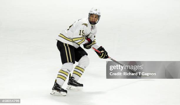 Frederik Tiffels of the Western Michigan Broncos skates against the Air Force Falcons during game two of the NCAA Division I Men's Ice Hockey East...