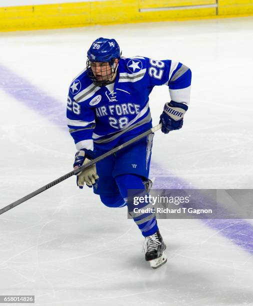 Brady Tomlak of the Air Force Falcons skates during the NCAA Division I Men's Ice Hockey East Regional Championship semifinal against the Western...