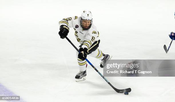 Sheldon Dries of the Western Michigan Broncos skates against the Air Force Falcons during game two of the NCAA Division I Men's Ice Hockey East...