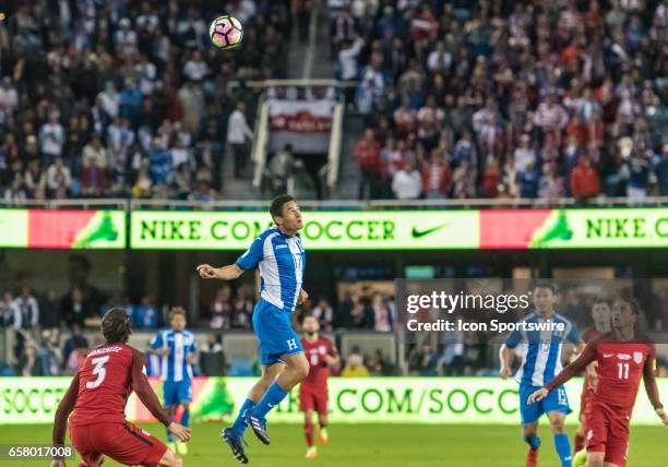 Honduras midfielder Andy Najar deflects a kick during the FIFA World Cup Qualifier between the U.S. Men's National team and the Honduras team at...