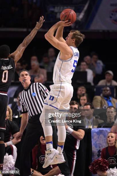 Luke Kennard of the Duke Blue Devils puts up a shot against the South Carolina Gamecocks during the second round of the 2017 NCAA Men's Basketball...