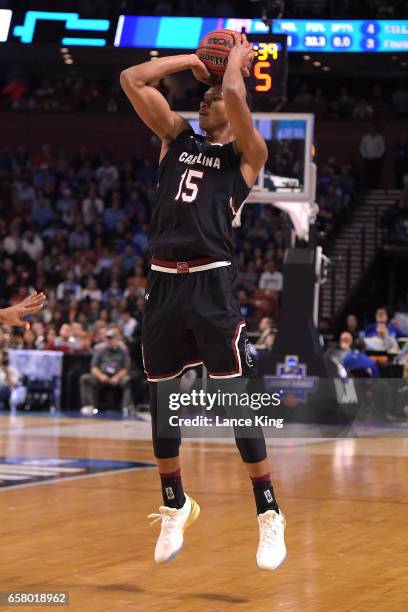 Dozier of the South Carolina Gamecocks puts up a shot against the Duke Blue Devils during the second round of the 2017 NCAA Men's Basketball...