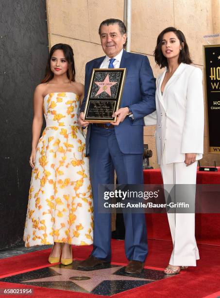 Actress Becky G, producer Haim Saban and actress Naomi Scott attend the ceremony honoring Haim Saban with star on the Hollywood Walk of Fame on March...