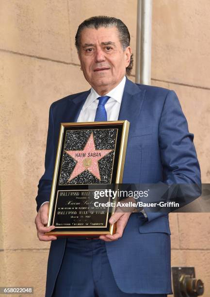 Producer Haim Saban attends the ceremony honoring him with star on the Hollywood Walk of Fame on March 22, 2017 in Hollywood, California.
