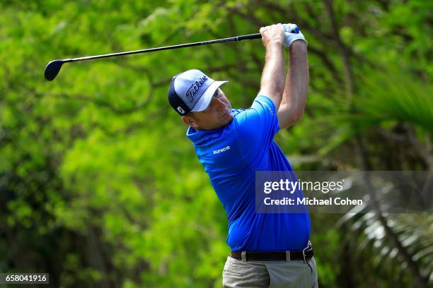 Bill Lunde plays his tee shot on the third hole during the final round of the Puerto Rico Open at Coco Beach on March 26, 2017 in Rio Grande, Puerto...