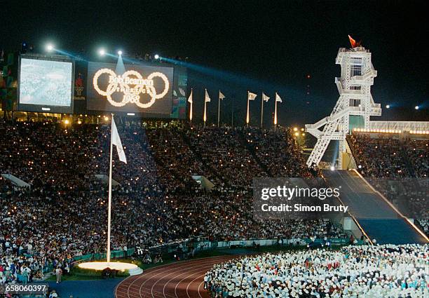 Olympic long jump gold medallist Bob Beamon of the United States during the Opening Ceremony of the XXVI Summer Olympic Games on 19 July 1996 at the...