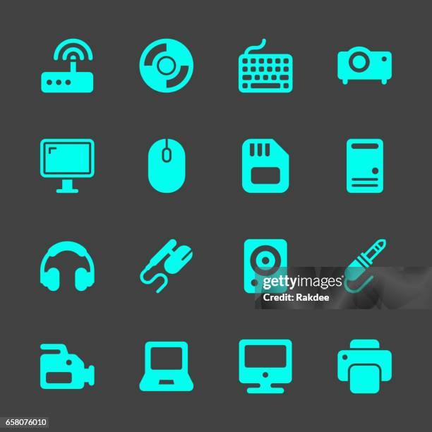 computer hardware icons - computer speakers stock illustrations