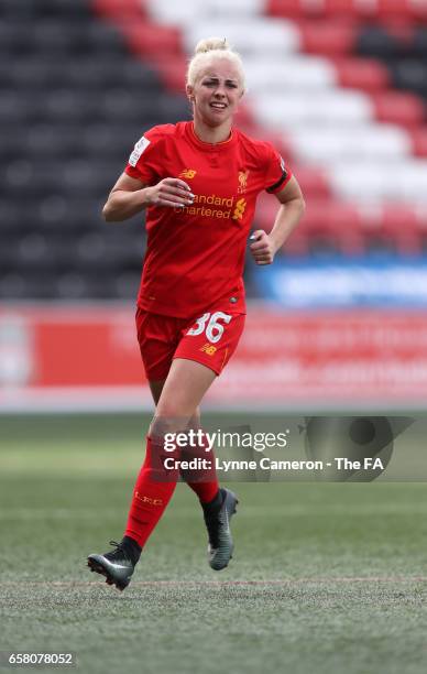 Ashley Hodson of Liverpool Ladies during the SSE FA Women's Cup Sixth Round match at Select Security Stadium on March 26, 2017 in Widnes, England.