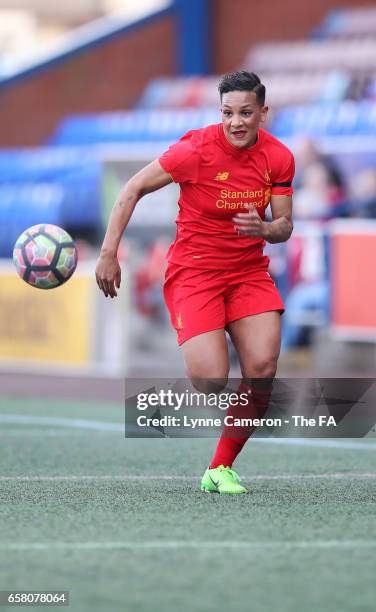 Shanice Van De Sanden of Liverpool Ladies during the SSE FA Women's Cup Sixth Round match at Select Security Stadium on March 26, 2017 in Widnes,...
