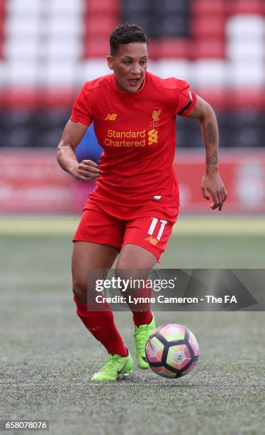 Shanice Van De Sanden of Liverpool Ladies during the SSE FA Women's Cup Sixth Round match at Select Security Stadium on March 26, 2017 in Widnes,...