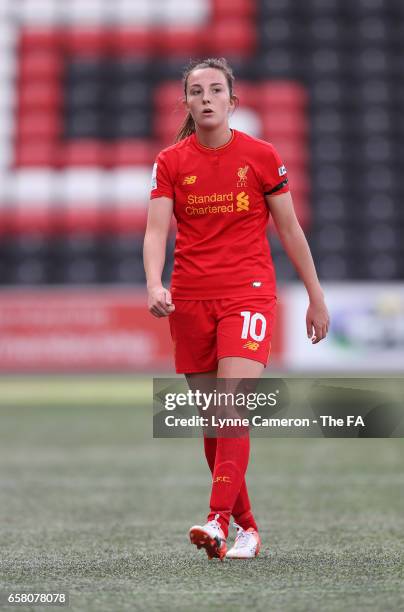 Caroline Weir of Liverpool Ladies during the SSE FA Women's Cup Sixth Round match at Select Security Stadium on March 26, 2017 in Widnes, England.