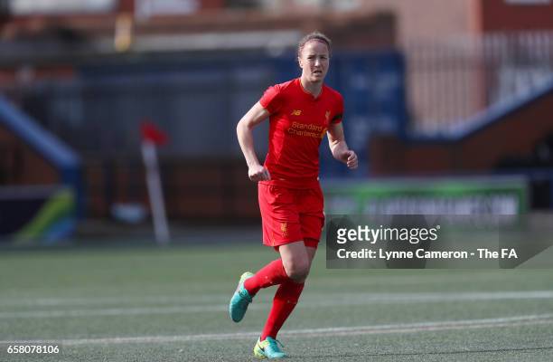 Casey Stoney of Liverpool during the SSE FA Women's Cup Sixth Round match at Select Security Stadium on March 26, 2017 in Widnes, England.