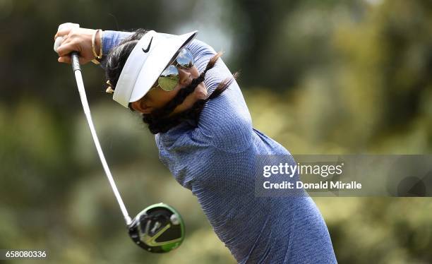 Michelle Wie tees off the 2nd hole during the Final Round of the KIA Classic at the Park Hyatt Aviara Resort on March 26, 2017 in Carlsbad,...