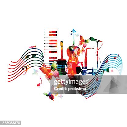Colorful Music Instruments With Music Notes High-Res Vector Graphic ...