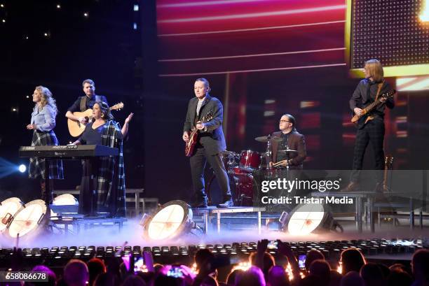 Joey Kelly, Angelo Kelly, Kathy Kelly, Patricia Kelly, Jimmy Kelly and John Kelly of the band 'The Kelly Family' perform during the show...