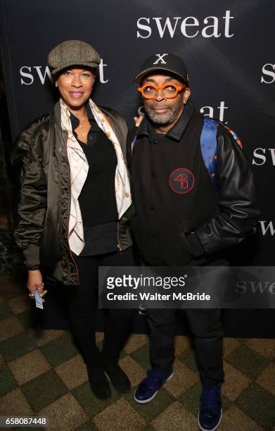 Tonya Lewis Lee and Spike Lee attend the Broadway Opening Night Production of "Sweat" at studio 54 Theatre on March 26, 2017 in New York City