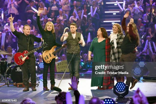 Joey Kelly, Angelo Kelly, Kathy Kelly, Patricia Kelly, Jimmy Kelly and John Kelly of the band 'The Kelly Family' perform during the show...