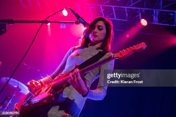 Theresa Wayman of Warpaint perform at Vicar Street on March 26, 2017 in Dublin, Ireland.