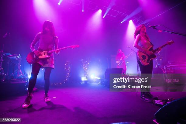 Theresa Wayman, Jenny Lee Lindberg and Emily Kokal of Warpaint perform at Vicar Street on March 26, 2017 in Dublin, Ireland.