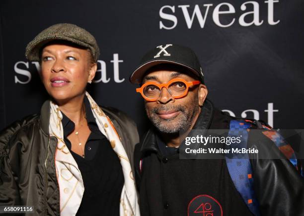 Tonya Lewis Lee and Spike Lee attend the Broadway Opening Night Production of "Sweat" at studio 54 Theatre on March 26, 2017 in New York City