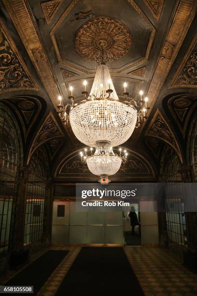 View of interior details and chandeliers at Studio 54 on March 26, 2017 in New York City.