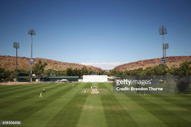 General view of play during the Sheffield Shield final between Victoria and South Australia on March 27, 2017 in Alice Springs, Australia.