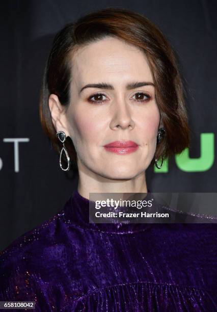 Actress Sarah Paulson attends The Paley Center For Media's 34th Annual PaleyFest Los Angeles "American Horror Story "Roanoke" screening and panel at...