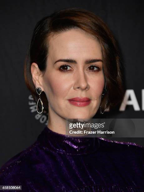 Actress Sarah Paulson attends The Paley Center For Media's 34th Annual PaleyFest Los Angeles "American Horror Story "Roanoke" screening and panel at...