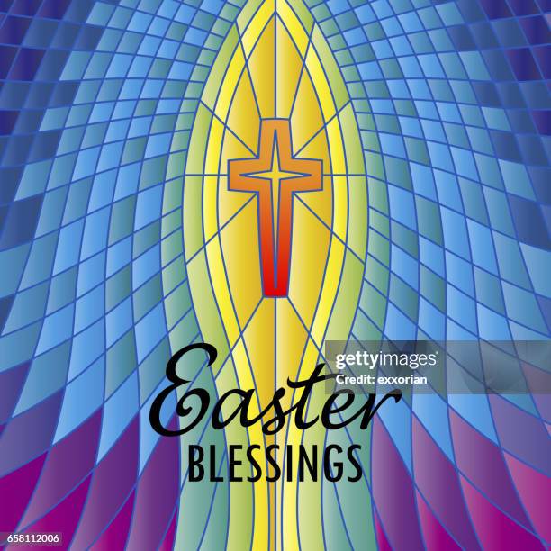 stained glass easter blessings - resurrection religion stock illustrations